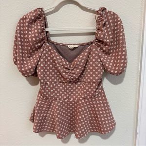 Flowers pink blouse with puffy sleeves - Meraki